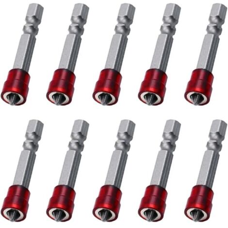 10 Pièces Embout de Tournevis Cruciforme PH2 Foret Magnétique de 50 mm Mèche Pour Cloison Sèche à Queue Hexagonale de 1/4 Pou