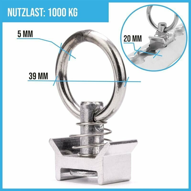 Lablanc - 10 Pièces Embout Simple 1000 Dan kg Embout pour Rails D'avion Anneau D'arrimage pour Rail d'Drrimage