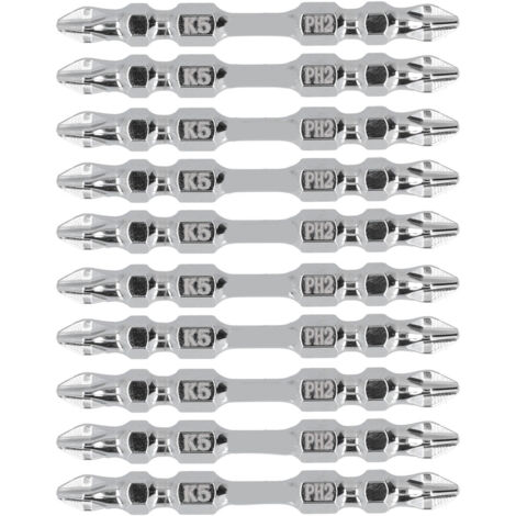 10 Pièces Embouts de Tournevis Cruciformes Magnétiques Puissants Anti-Dérapage en Acier Allié K5 pour Perceuse à Chocs