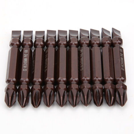 10 Pièces Embouts de Tournevis Double Extrémité Magnétiques S2 H6.3 x 65mm PH2/SL6 Rouges pour Vis et Boulons