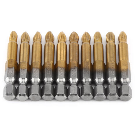 10 pièces embouts de tournevis PH2 cruciformes avec adaptateur hexagonal 1/4" antidérapant 50 mm pour visseuse