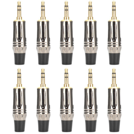 10 pièces embouts soudure stéréo 3,5mm plaqué or alliage zinc pour câble audio casque noir