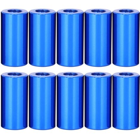 10 Pièces Entretoises Filetées M3x10 en Aluminium Bleu Mazarine, Colonnes de Support et Tiges Rondes