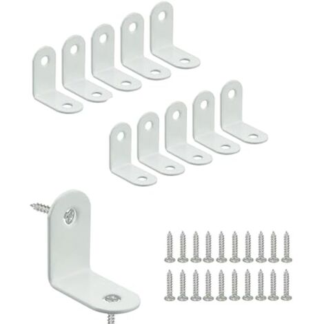 10 Pièces Équerre de Fixation 32mm X 32mm, Equerre de Fixation 90 Degrés, Petite Equerre Metal Pratique, Equerre Matériau Durable pour Bois Meubles, Blanc
