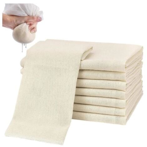 WENCOTTRI 10 Pièces Etamine Alimentaire, 50×50cm Étamine Confiture Filtrants en Tissu Coton, Non Blanchi Cheese Cloth Filtre Tissu Étamine