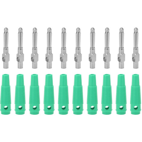 10 Pièces Fiches Banane 4mm 7 Broches Cuivre 1000V 32A Empilables Mâle avec Manchon Doux et Serrage Vis Vert