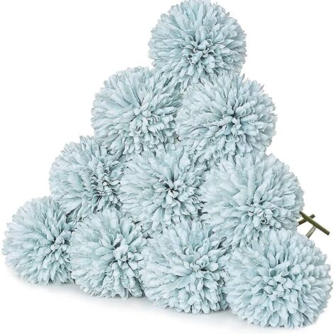 10 Pièces Fleurs Artificielles Simulation Soie Hortensia Bouquet de Mariée Fausse Fleur pour Décoration Mariage Fête Maison Party Chambre Table Bricolage Déco-bleu
