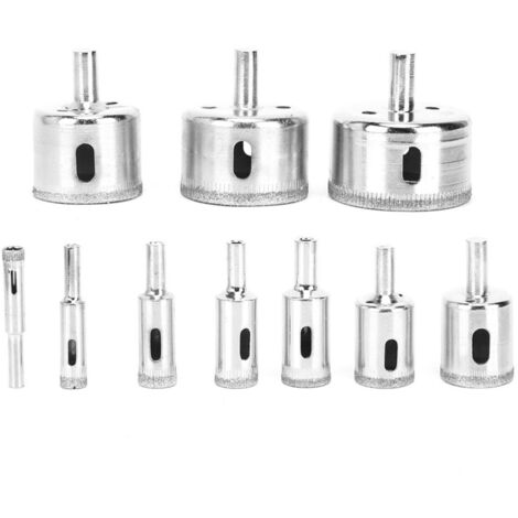 10 Pièces Forets Diamantés pour Céramique et Verre, Kit de Perçage Professionnel, Tailles 8-50mm, Outils Durables pour Maçonnerie