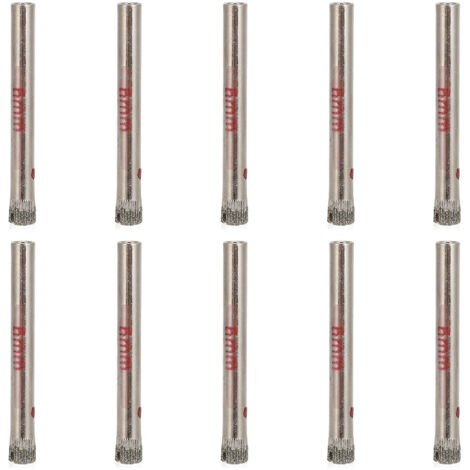 10 Pièces Fraise à Trou 6mm en Acier Rapide, Tige Ronde pour Bois, Verre et Marbre