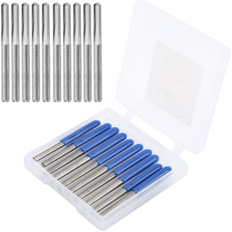 10 pièces Fraises CNC 3.175mm pour Gravure Bois Acier Tungstène 90° X 0.3mm