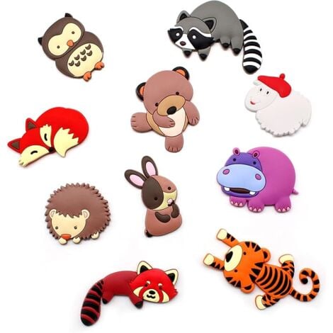 LINGHHANG 10 Pieces Fridge Magnets, Lovely Animals Refrigerator Magnets, 3D Silicone Fridge Magnet with Animals, Suitable for School and Home Whiteboard