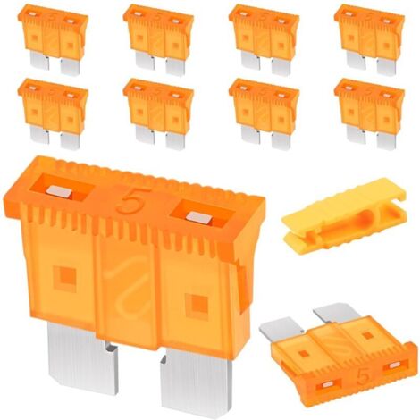 10 Pièces Fusible Voiture, Fusibles pour Auto Standard 5A, Voiture Fusible avec 1 Extracteur de Fusibles pour Voiture/Camping-Car/Camion/Moto/Bateau