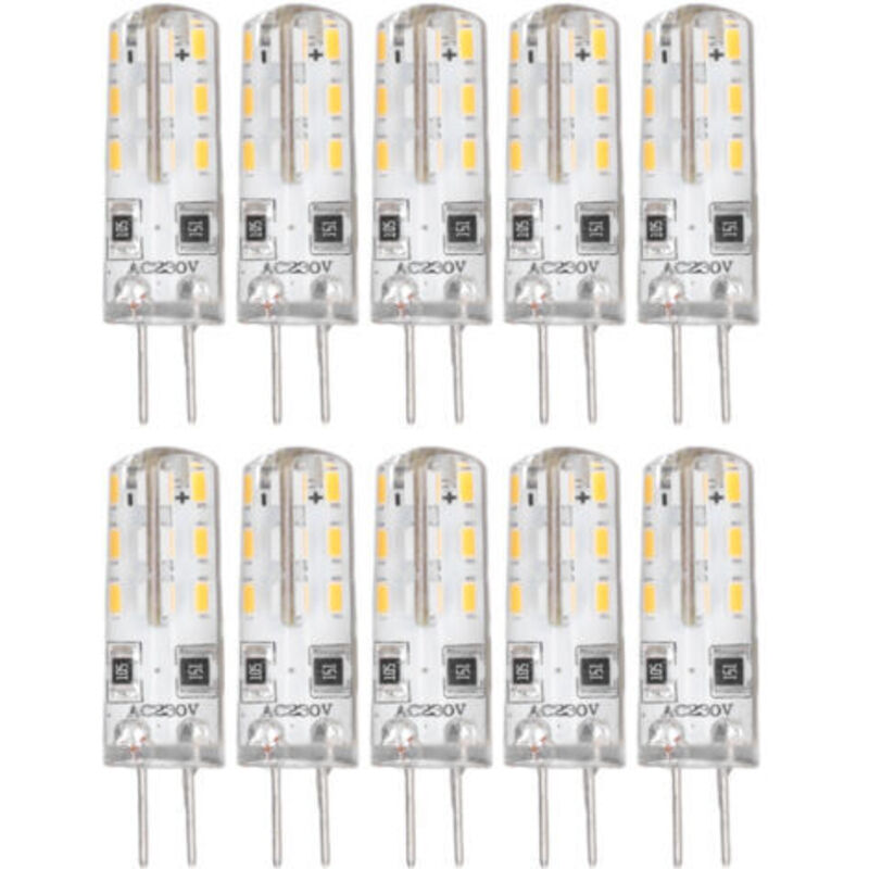 10 pièces G4 ampoule LED Bi broche Base Silicone blanc chaud 3000K 1.5W AC220V 110LM paysage ampoules remplacement