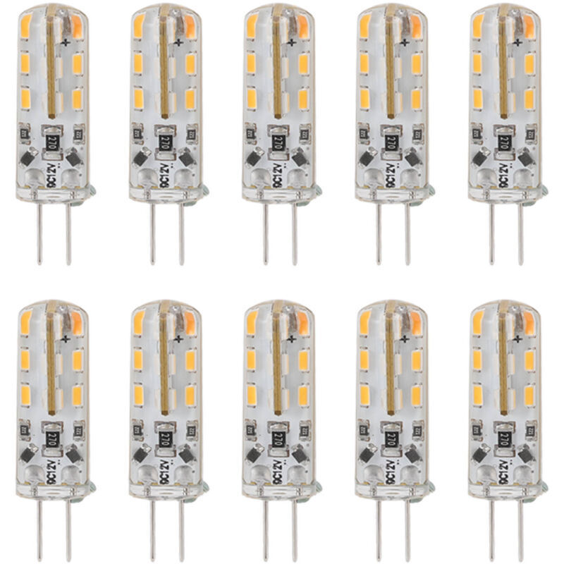 10 pièces G4 LED ampoule 1.5W DC12V blanc chaud 3000K 110LM Bi broches ampoules LED pour armoire éclairage cour