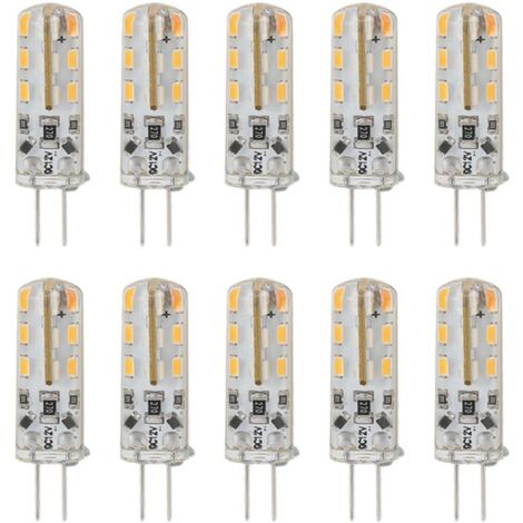 10 pièces G4 LED ampoule 1.5W DC12V blanc chaud 3000K 110LM Bi broches ampoules LED pour armoire éclairage cour