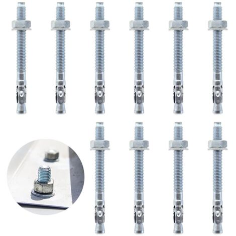 10 Pièces Goujon Ancrage, Acier Galvanisé M10 x 110 mm, Boulon Expansion, Pour Balustrades Et Supports