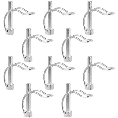 10 Pièces Goupille de Verrouillage Forme D 850mm, Goupille Motoculteur Acier au Carbone Galvanisé, Goupille Forme D Portable, Bien Démonté