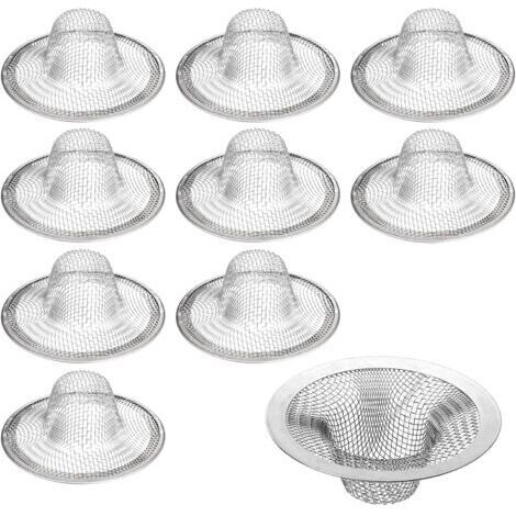 10 pièces Grille d'Évier Inoxydable (7 cm) - Anti-Corrosion, Maille Fine, Nettoyage Facile pour Baignoire, Douche & Évier de Cuisine