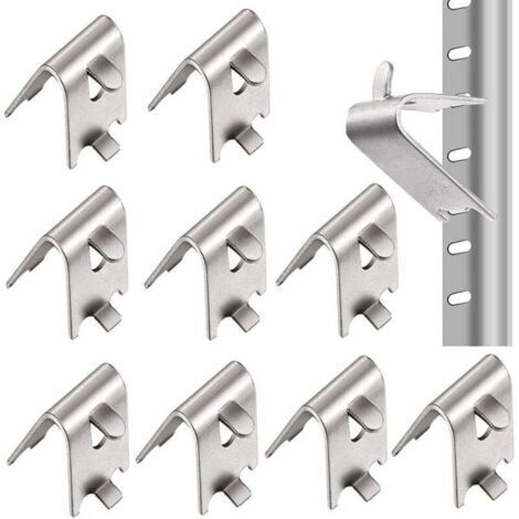 10 Pièces Inoxydable Carré Clips Réfrigérateur, Étagères Réfrigérateur à Clip, 1,5 mm Épaissir Acier Inoxydable 304 Durable Supports Tablette Congélateur pour Réfrigérateur, Congélateur (Argent)