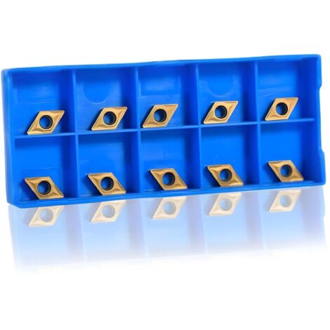 10 pièces Inserts de lame en carbure CNC, DCMT070204 US735 Plaquettes de Tournage en Carbure de Tungstène Fraise à lame Tour outils tour a metaux avec boîte pour Tours, Fraiseuses