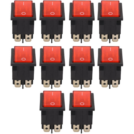 10 pièces interrupteur à bascule carré avec LED 2 positions 4 broches ON OFF DPST pour voiture bateau AC250V 16A 125V 20A