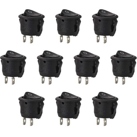 10 Pièces Interrupteur à Bascule Rond Verrouillage Commutateur SPST Bouton 2 Broches AC 6A/ 125V 3A/ 250V pour Voiture, Camion, Bateau-LIAIKI