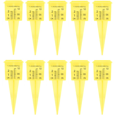 10 pièces Jauge de Pluie avec Chiffres ABS Jaune 1,5 pouces pour Mesure Précipitations Terrasse Pelouse
