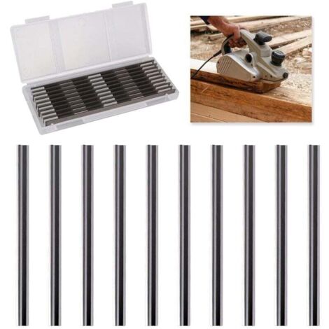 10 Pièces Lame Rabot Electrique, Lame Rabot 82mm, Compatibles avec Makita, Bosch, Hitachi, Black & Decker, DeWalt, Trend Elu, Idéales pour Menuiserie et Bricolage（82 x 5.5 x 1.2mm）