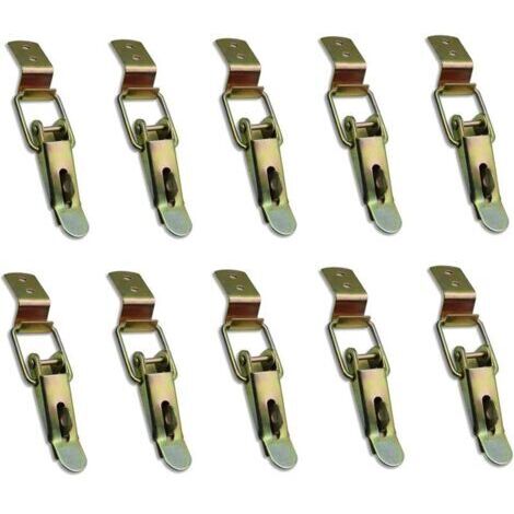 10 Pièces Levier fermé et crochet, Fermeture à bascule, pour tiroir, Levier de verrouillage, boîte à outils, placard, armoire, boîte (jaune galvanisé)