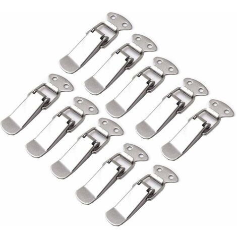 10 Pièces Loquet à Ressort Bascule Acier Inoxydable Fermeture à Levier Tiroir Hardware pour Coffre à Outils valise et Coffre