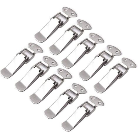 10 Pièces Loquet à Ressort Bascule Acier Inoxydable Fermeture à Levier Tiroir Hardware pour Coffre à Outils valise et Coffre