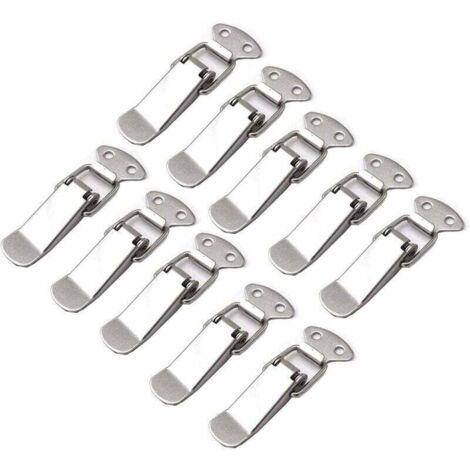 10 Pièces Loquet à Ressort Bascule Acier Inoxydable Fermeture à Levier Tiroir Hardware pour Coffre à Outils valise et Coffre