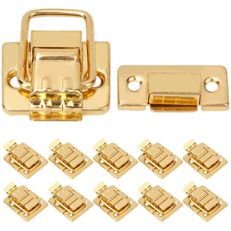 10 Pièces Loquet de Coffre en Acier Inoxydable Doré, Fermoir à Crémone pour Valise et Malle 28x40mm