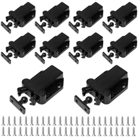 10 Pièces Loquets à Libération Tactile pour Placards Loqueteau Pousse Lache Poussoir Non Magnétiques de Porte Placard Meubles Armoire Loquet Tactile(Noir) -