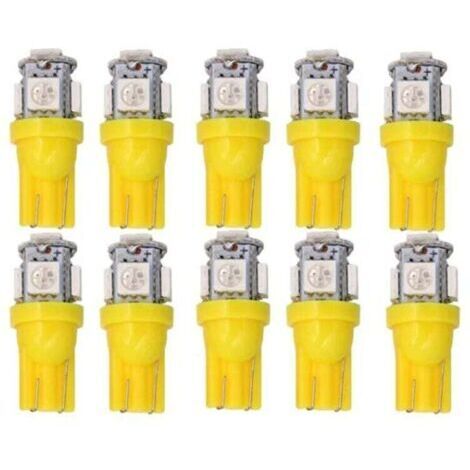 10 Pièces Lumières Jaunes, T10 w5w LED 5050SMD 12v DC 10 pièces
