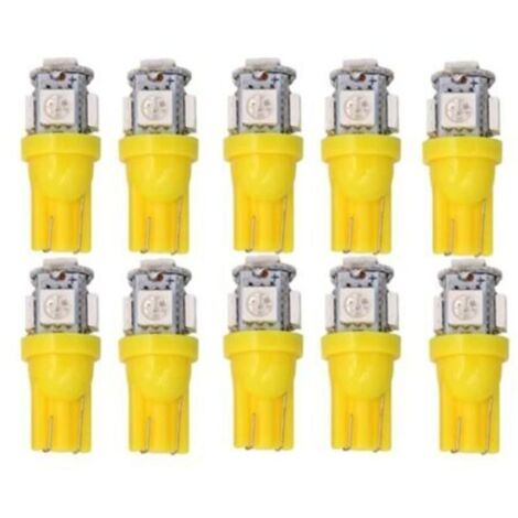 10 Pièces Lumières Jaunes, T10 w5w LED 5050SMD 12v DC 10 pièces
