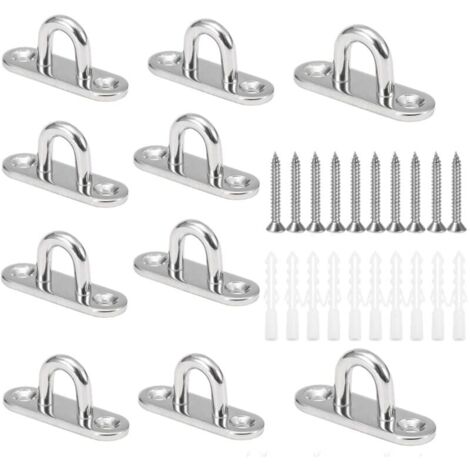 10 Pièces M5 Crochets de Plafond en Forme U en Acier Inoxydable 304 de Base 15 x 45mm Support Mural Plaques à Oeil-LIAIKI