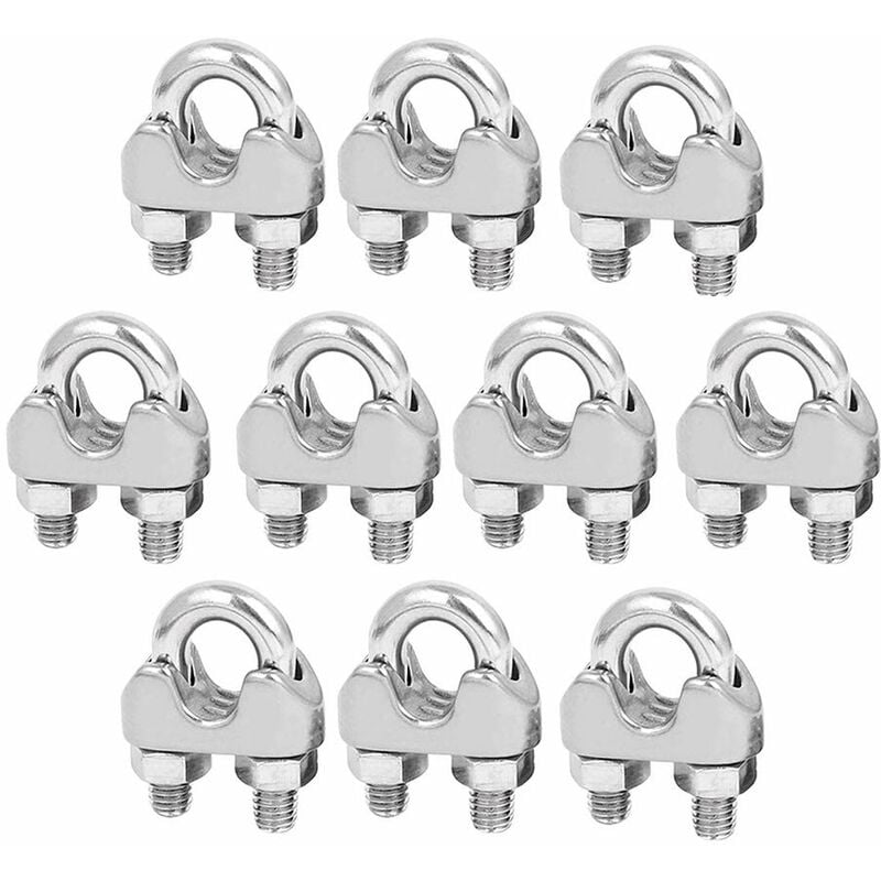 10 Pieces M5 U-Shaped Clamp Wire Rope Clamp U-Shaped Clamps, Stainless Steel For Tensioning Wire Ropes For Industry, Household, Shipping, Etc.