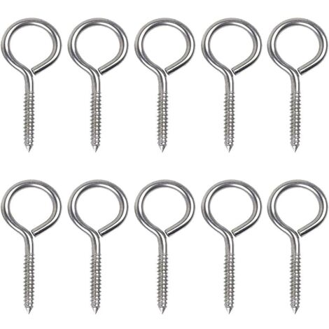10 Pièces M5 x 70 Vis Mouton Oeil Rond 304 en Acier Inoxydable - Boulons à Oeil Avec Fil de Bois Auto Anneau Taraudage Autoforeuse Pour Utilisation Extérieure et Intérieure