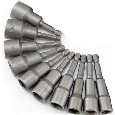 10 Pieces Magnetic Socket Screwdriver: Magnetic Bit for Impact Driver 6-19mm 1.4" Hex Socket Bit Adapter