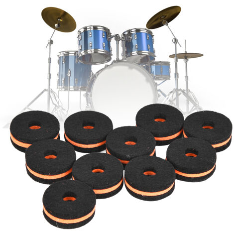 10 Pièces Manchons de Cymbales 35mm en Felt Noir Orange, Protections pour Cymbales, Accessoires de Batterie
