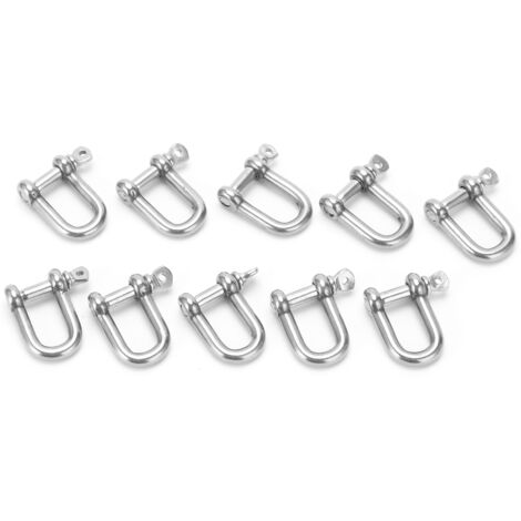 10 Pièces Manille Droite M5 en Acier Inoxydable Type D pour Câbles et Chaînes avec Crochet de Levage à Vis