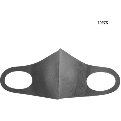 10 pièces Masque Buccal Enfant Réutilisable Anti-Poussière Anti-UV Respiratoire Gris Foncé