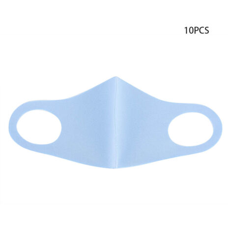 10 pièces Masque Buccal Réutilisable Anti-Poussière Anti-UV Respirant Bleu Ciel