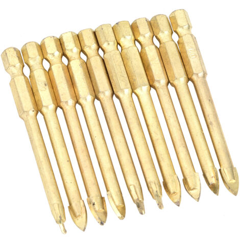 10 pièces Mèches à Verre en Carbure de Tungstène, Pointe Triangle 8mm pour Céramique et Bois