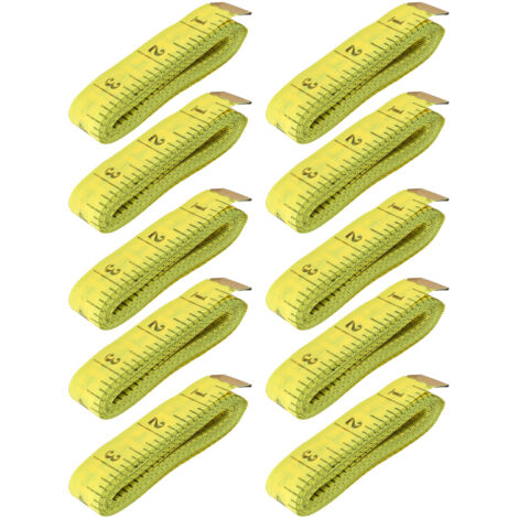 10 pièces Mètre de couturier 2.0 x 300cm Double Échelle Souple pour Mesure Corporelle et Perte de Poids Jaune