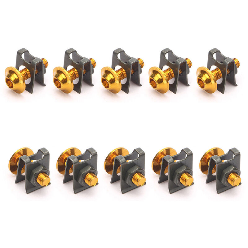 Asupermall - 10 Pieces Moto M6 6Mm Carenage Boulons Kit Spire Vitesse Fixation Clip Vis Ecrou, Or