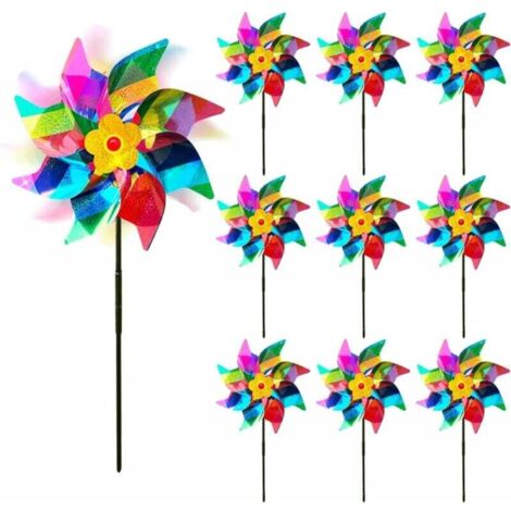 10 Pièces Moulin à Vent Réfléchissant Anti-Oiseaux Effaroucheur Répulsif Jardin Décoratif