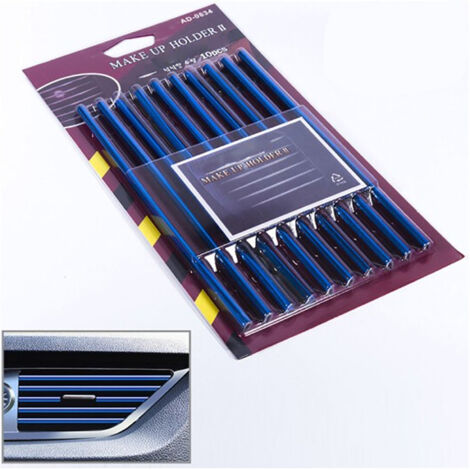10 pièces Moulures en U Électrodorées Bleues 20cm pour Sorties d'Air Conditionné de Tableau de Bord Voiture