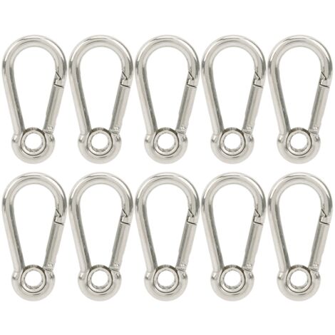10 Pièces Mousqueton à Ressort en Acier Inoxydable, Accroche Sécurisée pour Escalade et Camping M5
